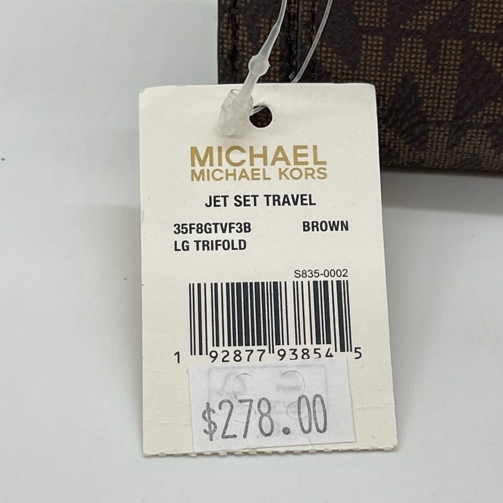 Michael Kors Large Trifold Wallet Brown/Gold - Picture 11 of 11
